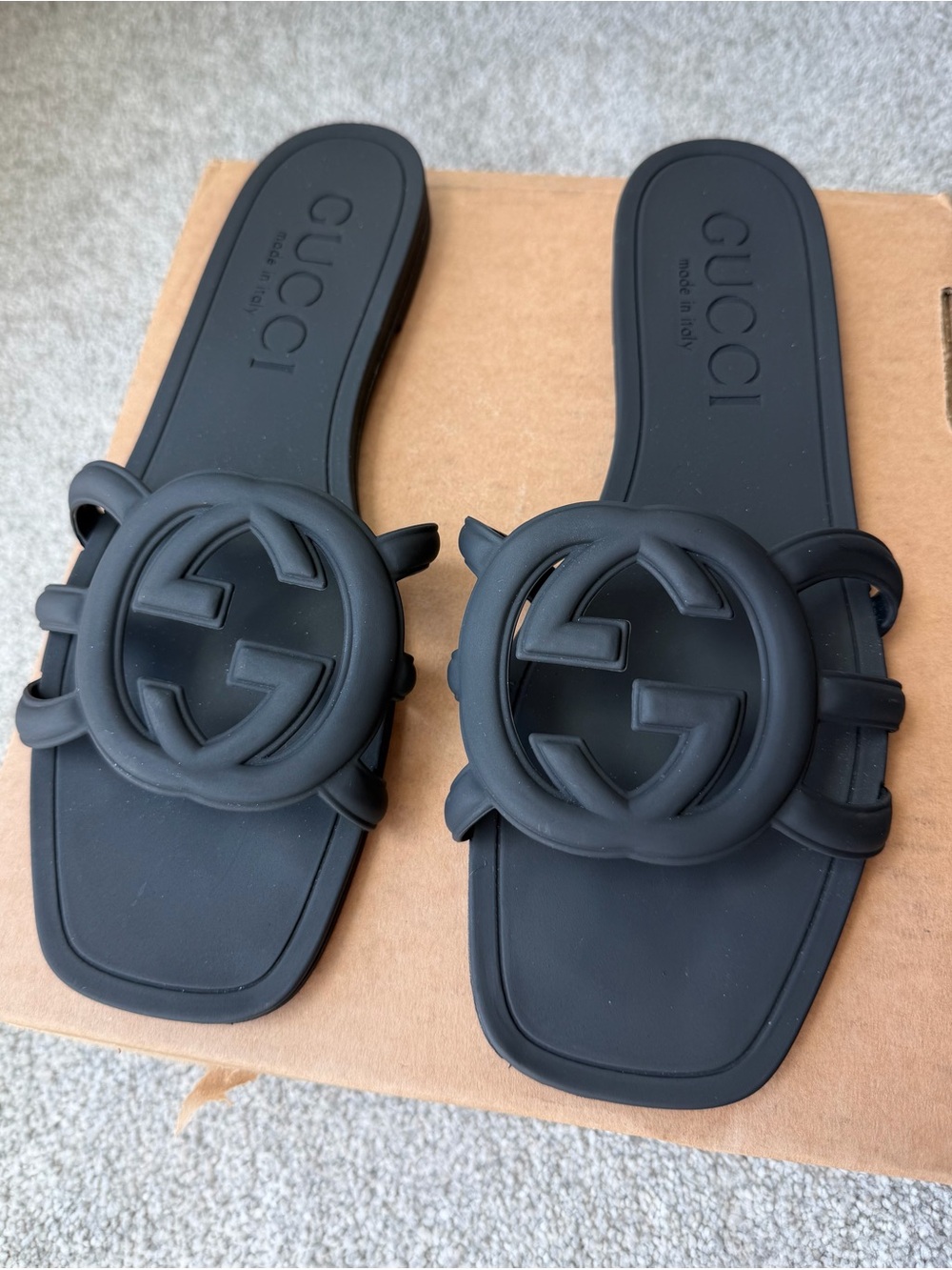 Black Inspired Rubber Slides | Size 10